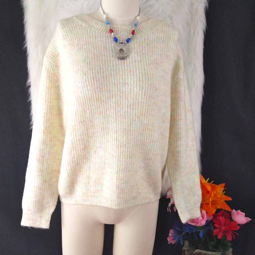 Nordstrom BP Cream Long Sleeve Crew Neck Sweater M